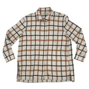 Madewell Women's Size Small White Plaid Button Up Style NI008 Flannel Shirt NWT
